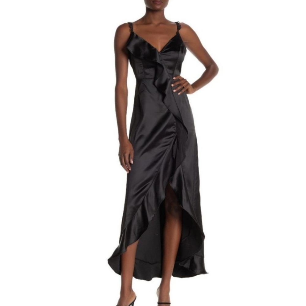 Black satin dress